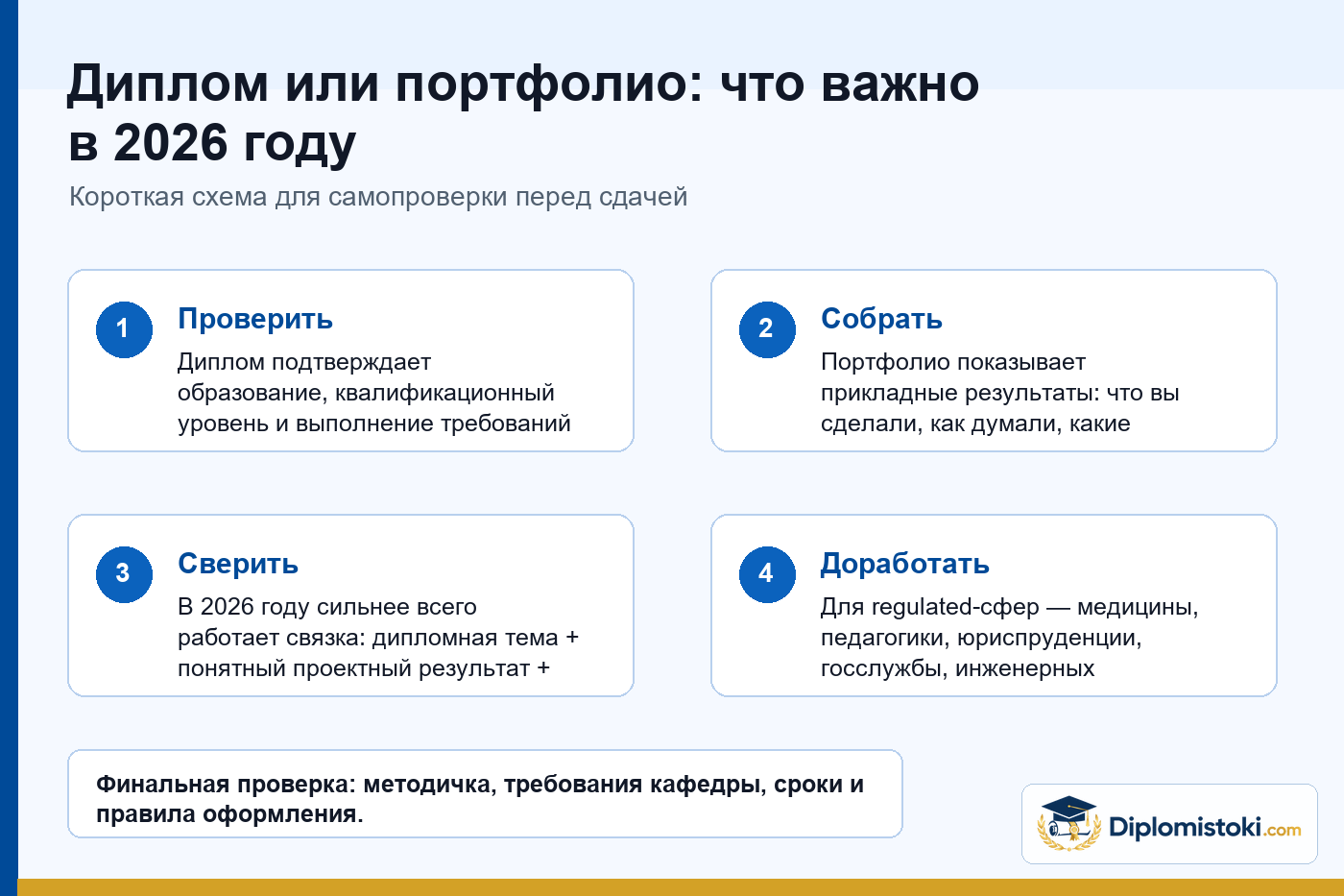 Инфографика Diplomistoki по теме: Диплом или портфолио: что важно в 2026 году