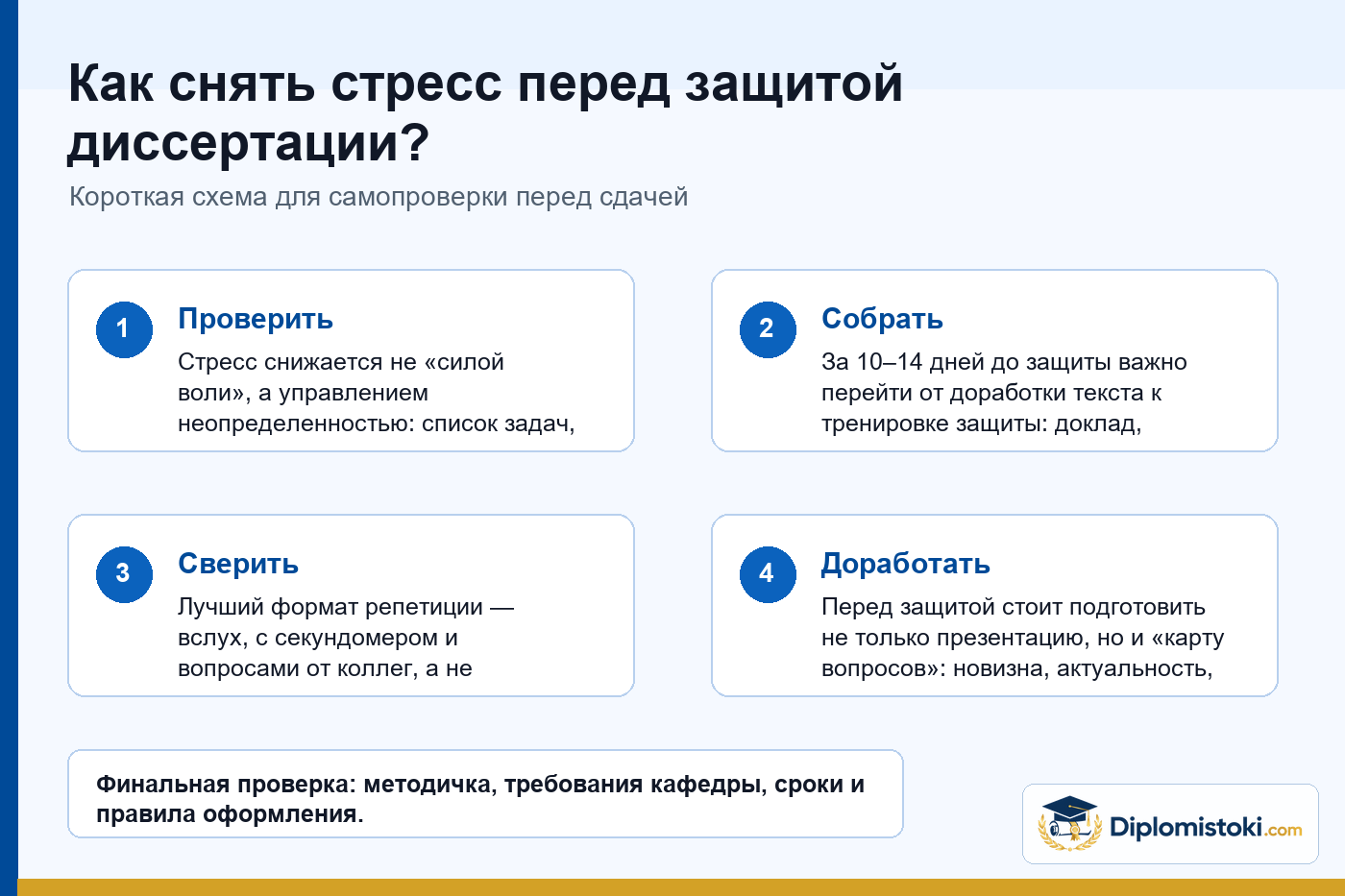 Инфографика Diplomistoki по теме: Как снять стресс перед защитой диссертации?