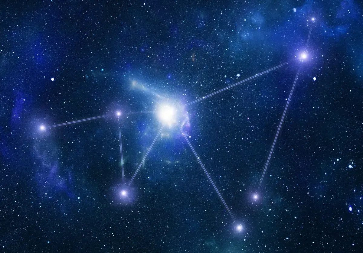 Логотип Midjourney и иконка приложения Co-Star на синем градиентном фоне — визуализация сделки по приобретению астрологического сервиса
